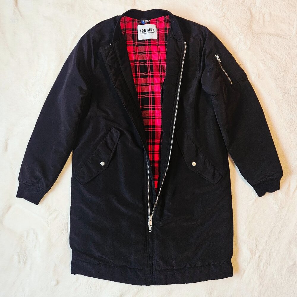 H&M Divided TRD MRK Men's Extended Bomber Jacket Parka Black Size M